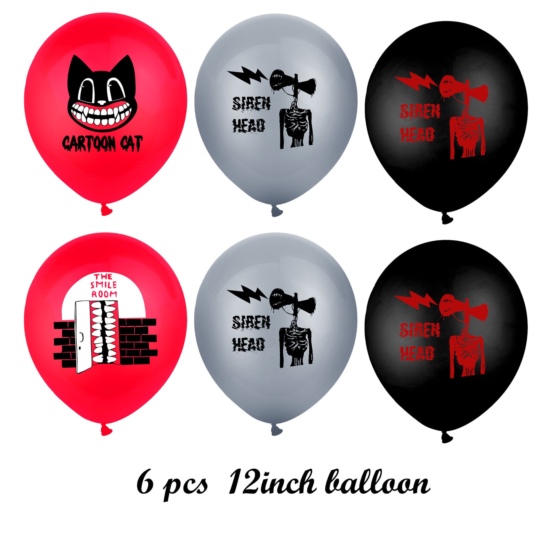 1set Siren Head Cartoon Cat Latex Balloons Toys Black Red Scary Sirenhead Ballon Banner Happy Birthday 4 - Siren Head Plush